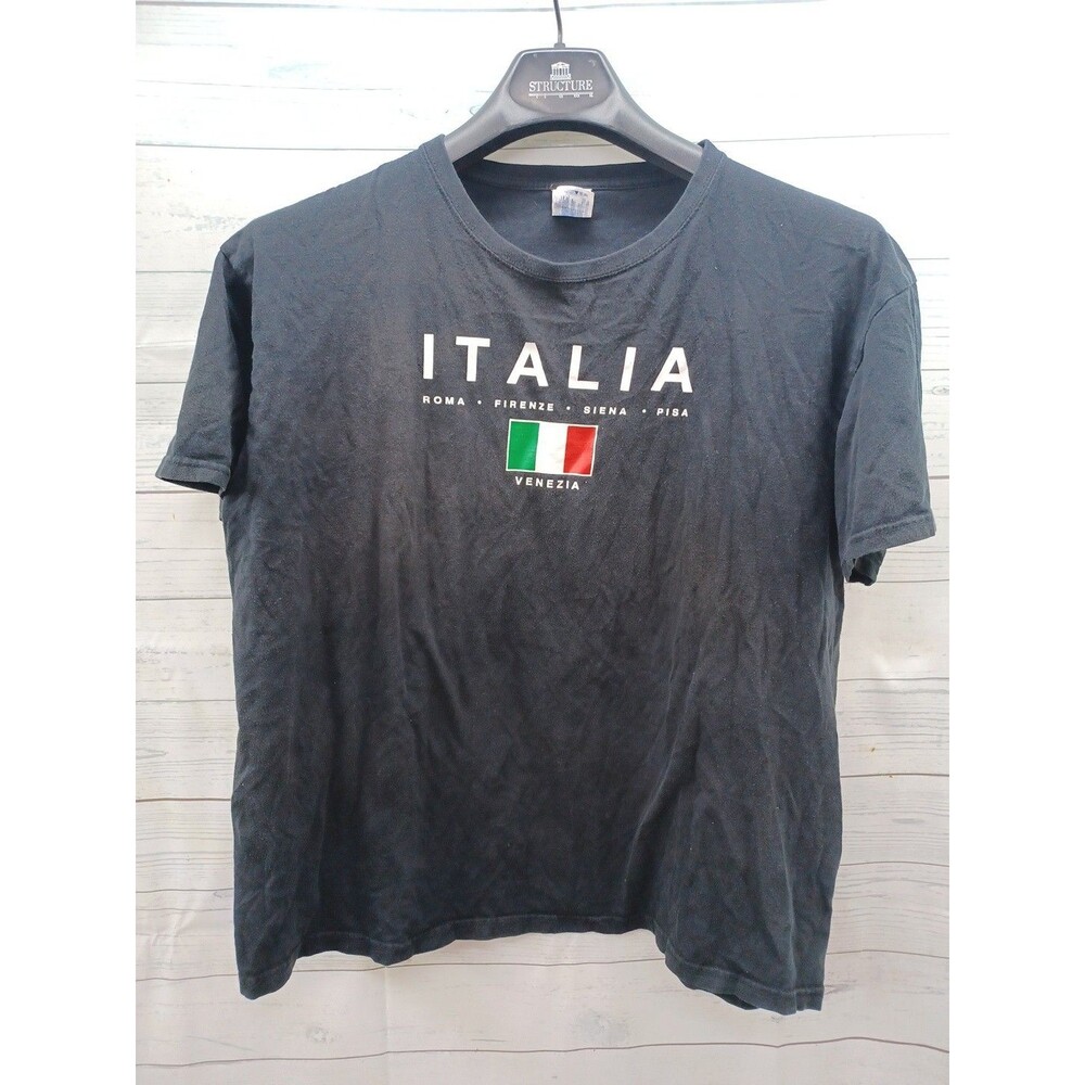 Mens Italia Roma Firenze Siena Pisa Venezia T shirt Black Sz XL